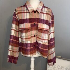 Melloday Plaid Cropped Shacket